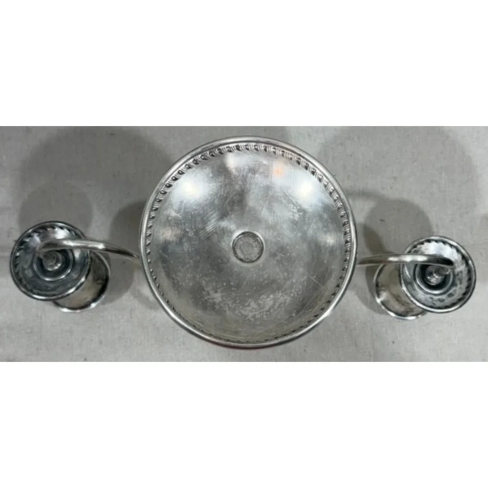 Sheffield Silver Co 3 Light Candelabra Silver Plate Gadroon Trim 12 Inch Wide